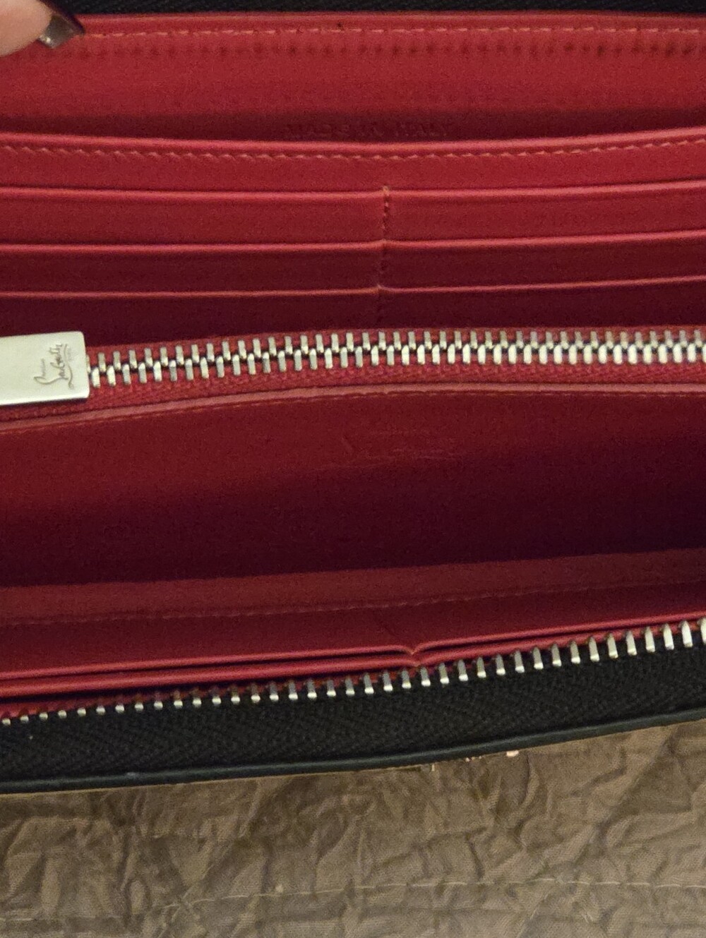 Christian Louboutin Cream Wallet with Black Script/ EUC - Picture 9 of 12
